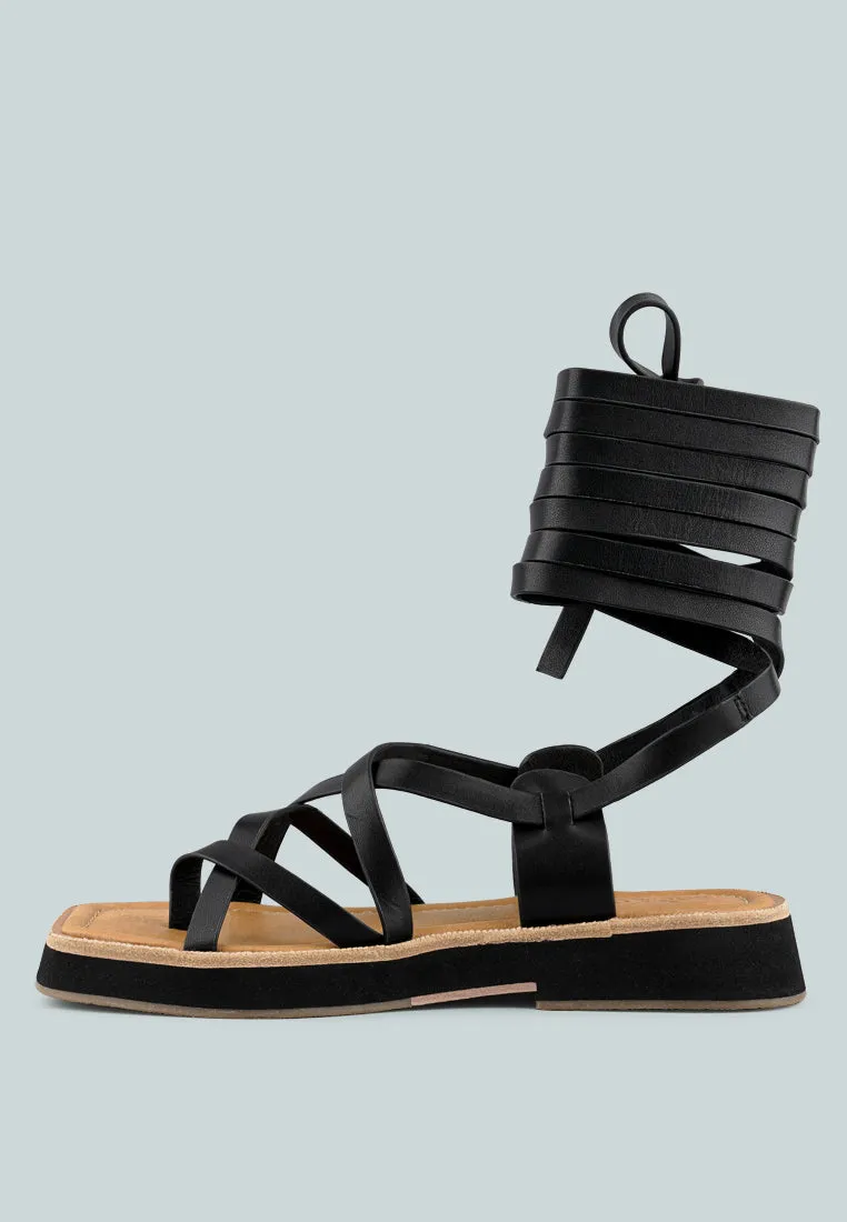 Bledel Lace Up Square Toe Gladiator Sandals