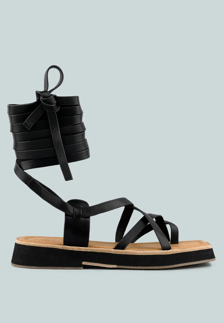 Bledel Lace Up Square Toe Gladiator Sandals