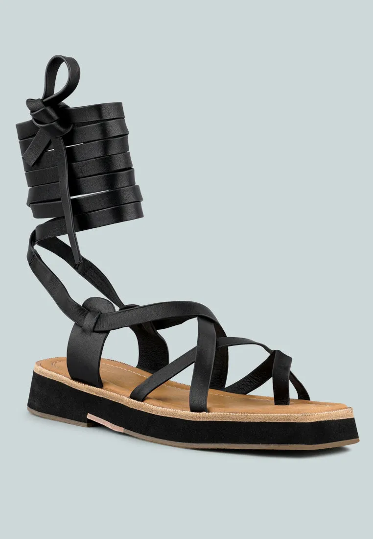 Bledel Lace Up Square Toe Gladiator Sandals