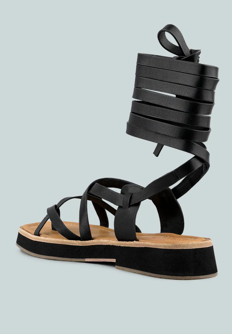 Bledel Lace Up Square Toe Gladiator Sandals