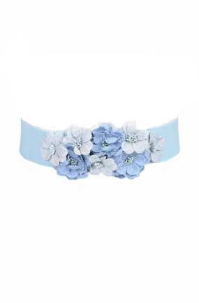 Blue Floral Stretch Belt