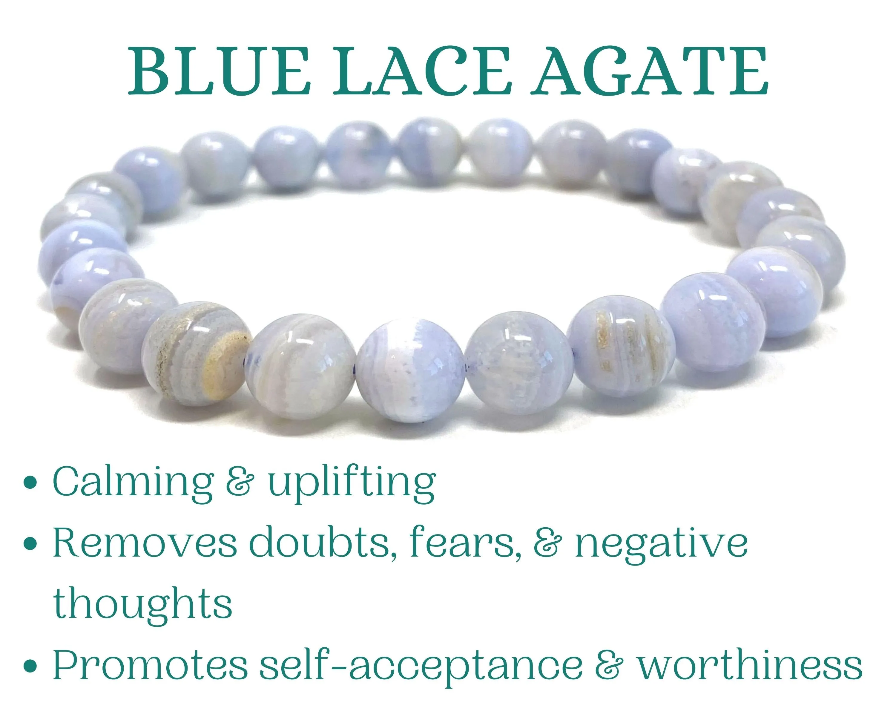 Blue Lace Agate Beaded Crystal Bracelet