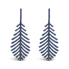 Blue Sapphire Feather Earrings