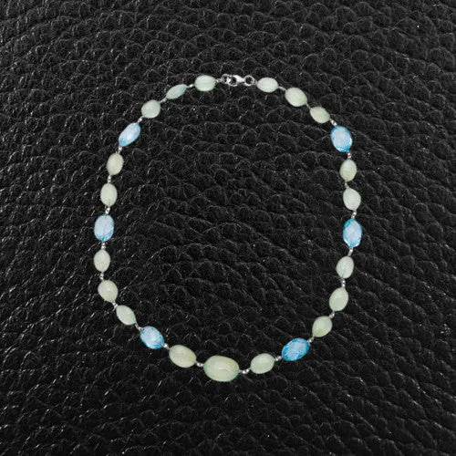 Blue Topaz & Prehnite Bead Necklace