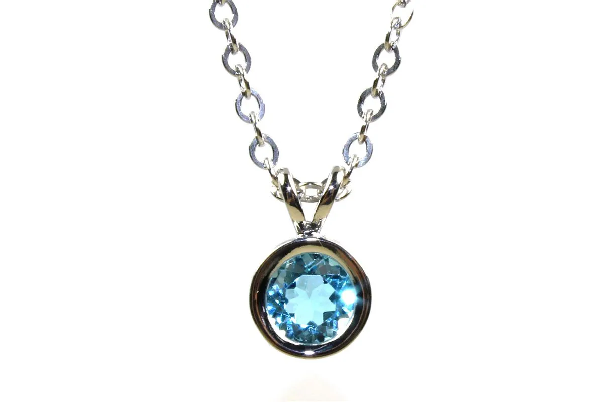 Blue Topaz Bezel Necklace