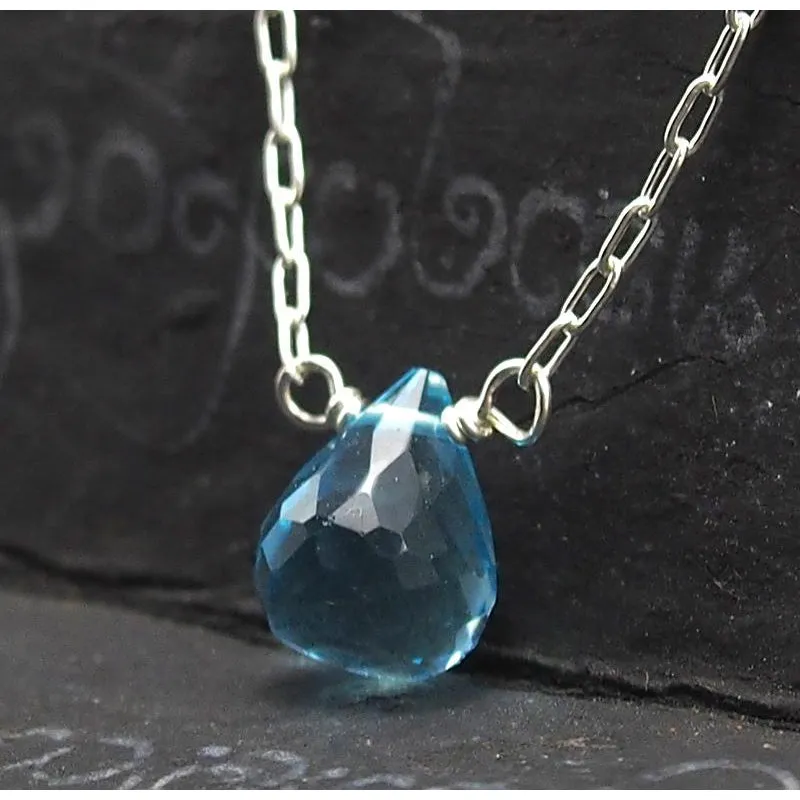 Blue Topaz Necklace On Sterling Silver Chain With Sterling Silver Trigger Clasp 3