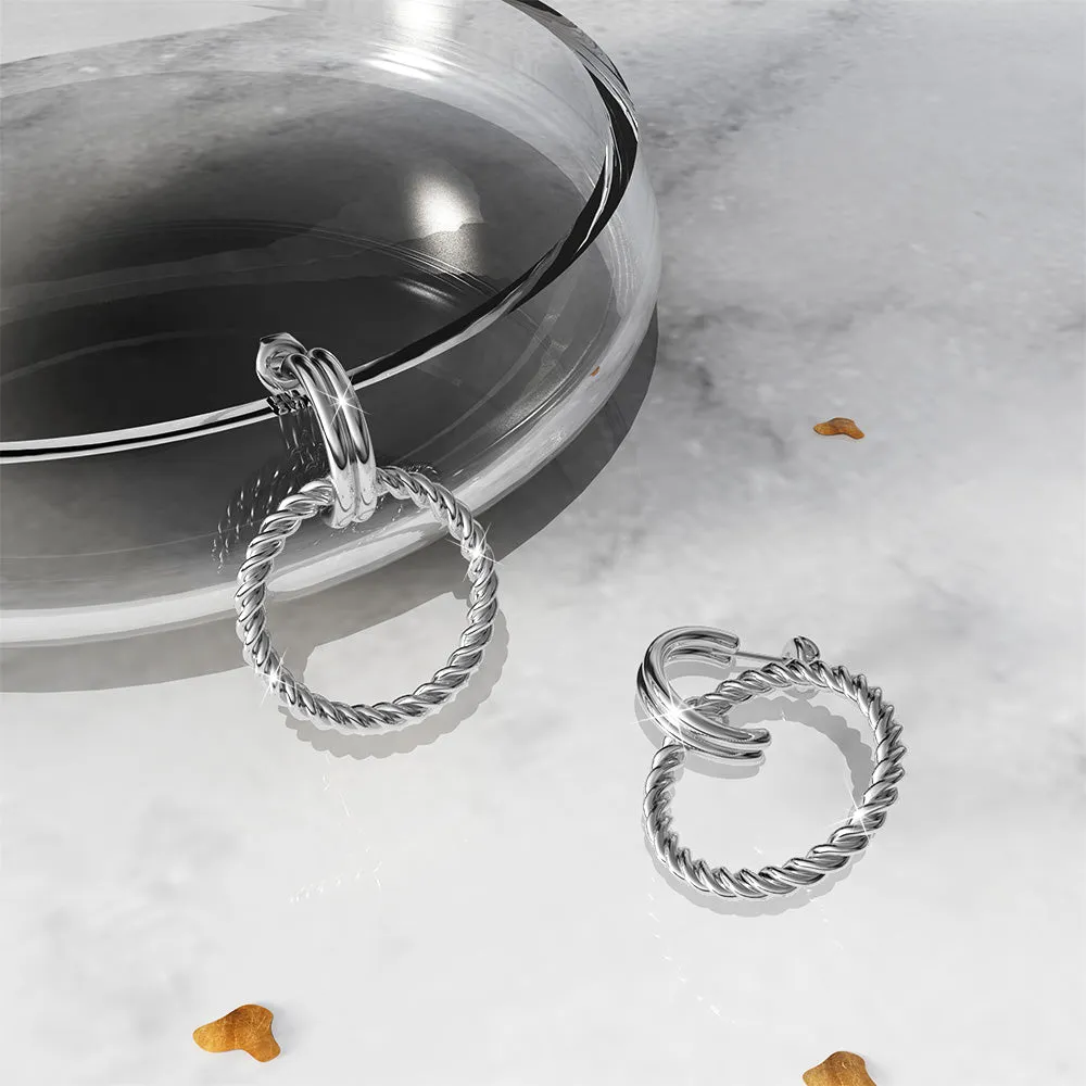 Boxed 2 Pairs of Chic Earrings Set in White Gold