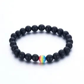 Bracelet LGBT Pride Unisex beaded bracelet Onyx black or Marble white