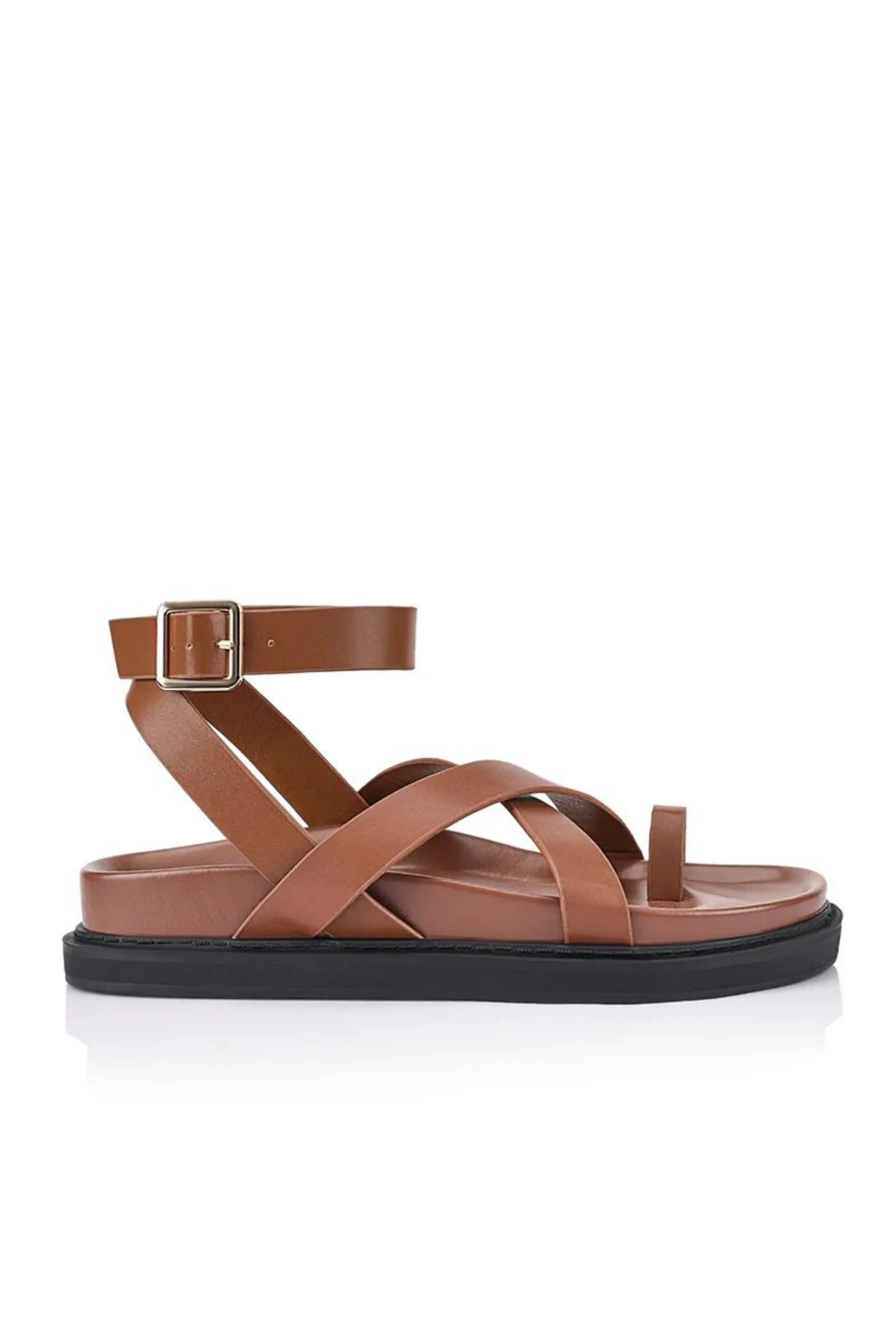 BRADY FOOTBED SANDALS - Cognac