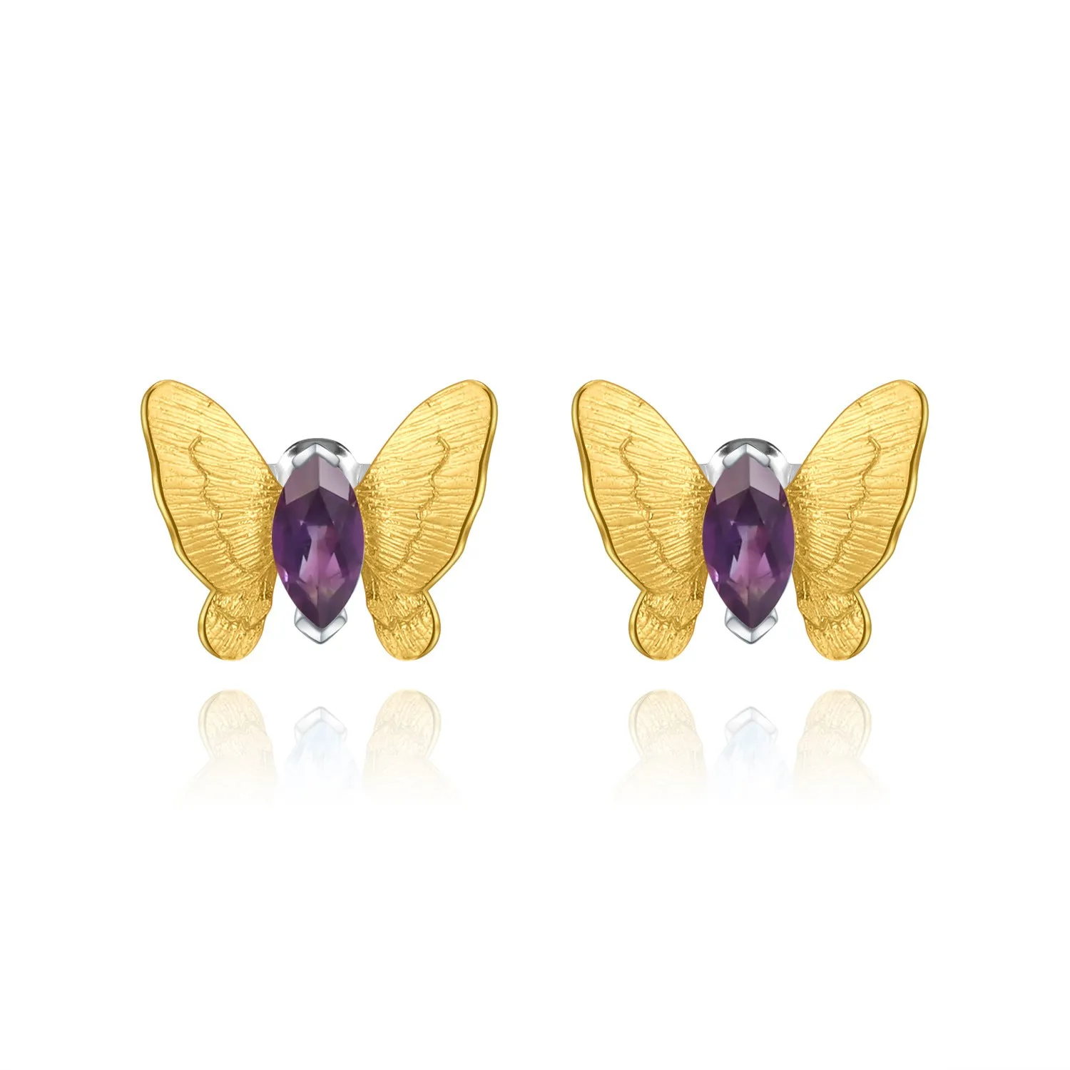 Butterfly Gold Plated Silver Studs Earrings for Women