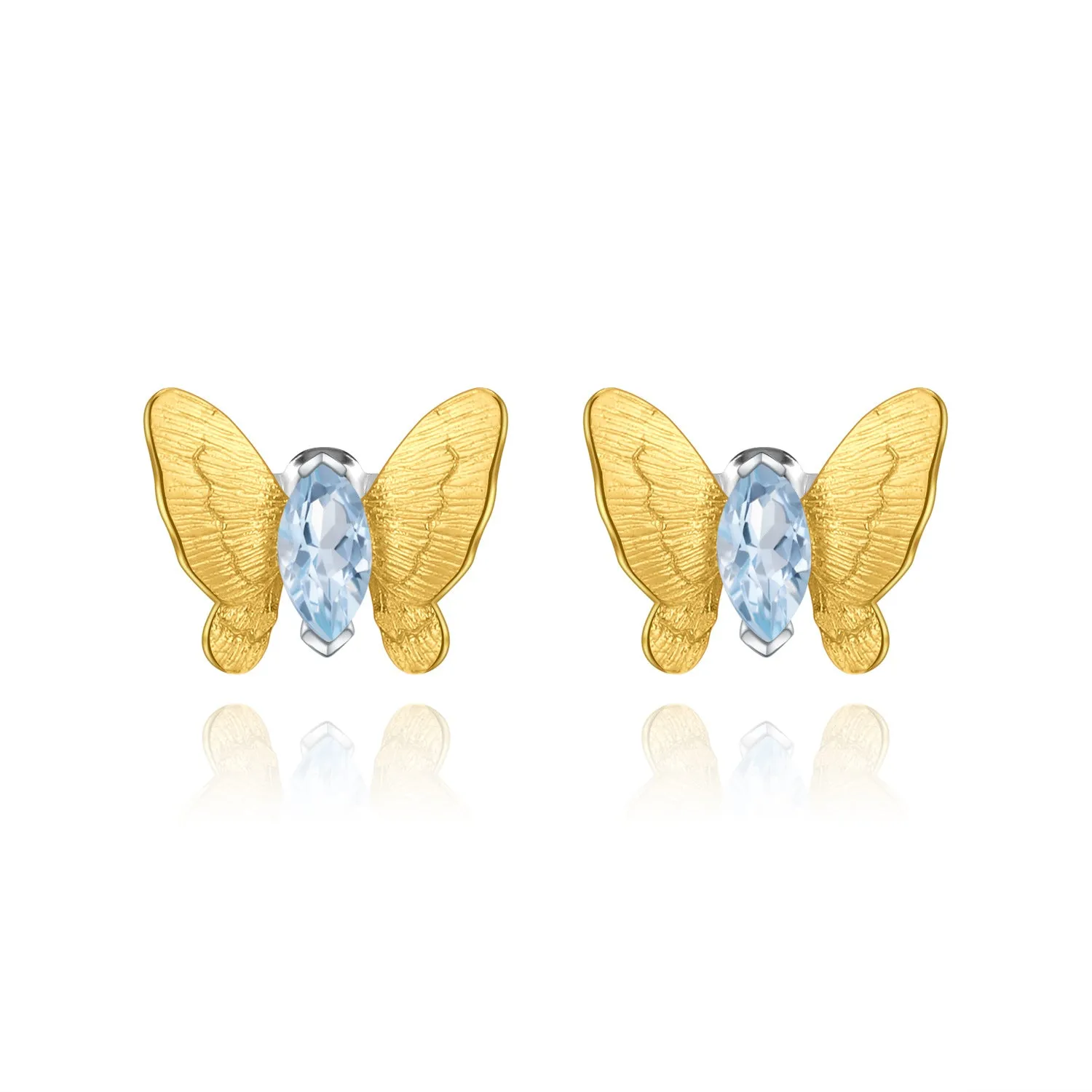 Butterfly Gold Plated Silver Studs Earrings for Women