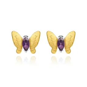 Butterfly Gold Plated Silver Studs Earrings for Women