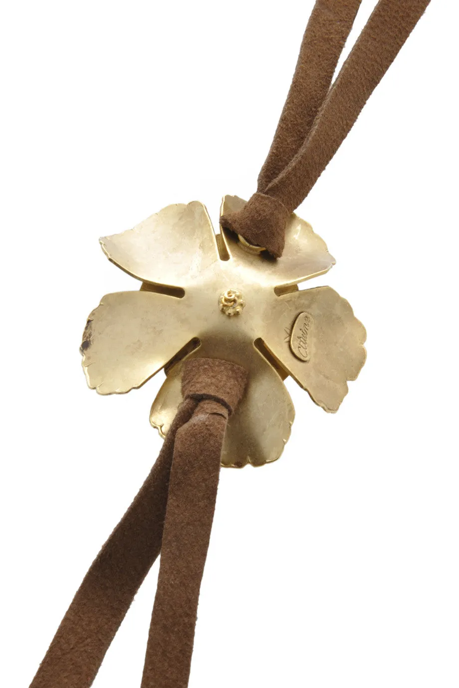 BY THE STONES BROWN Suede Flower Leather Bracelet