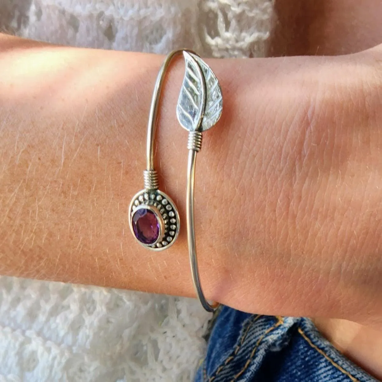 CALMING LEAVES - AMETHYST LEAF 925 BRACELET