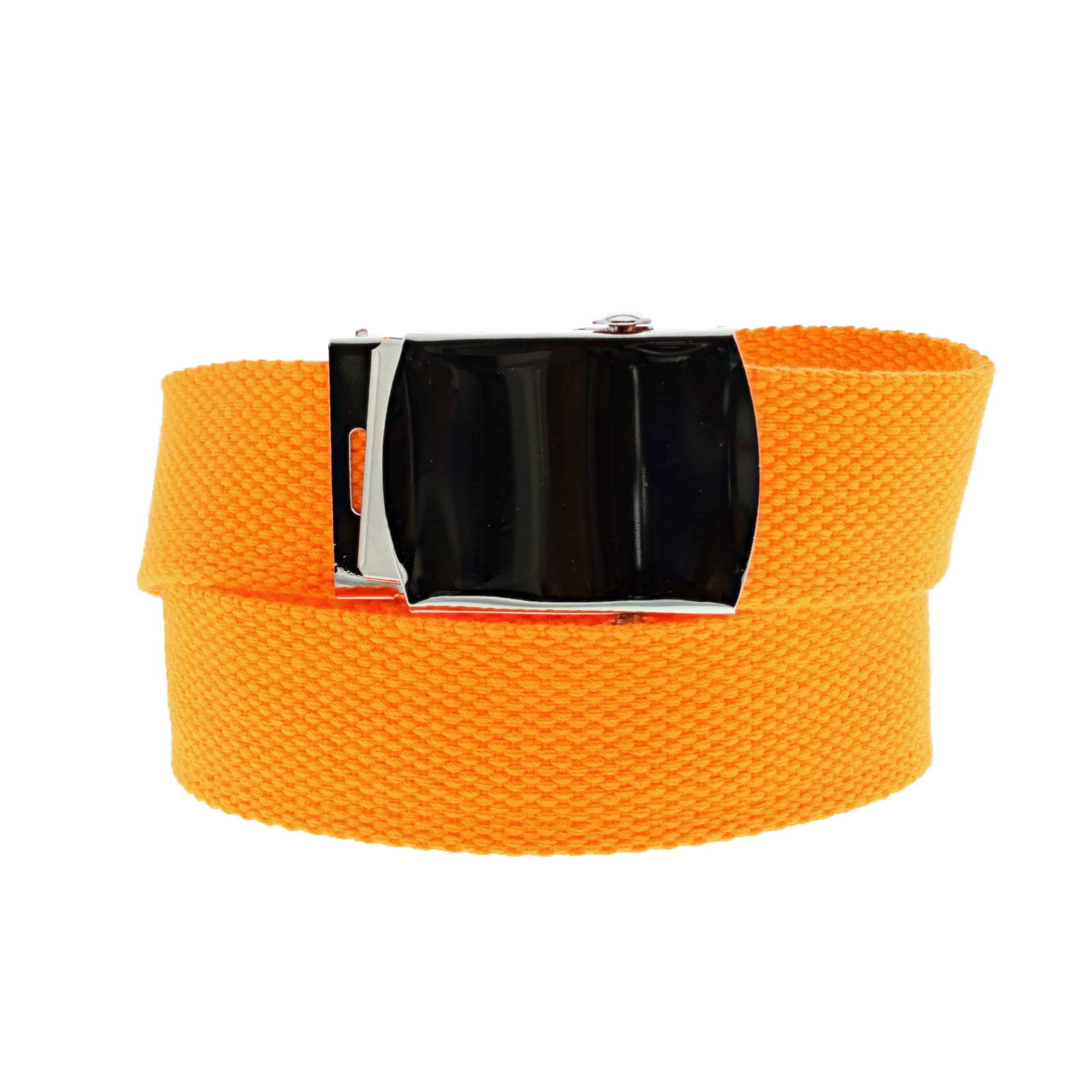 Canvas Webbing Belt with Shiny Silver Slider Buckle  (Length - 120cm, Width - 3cm)