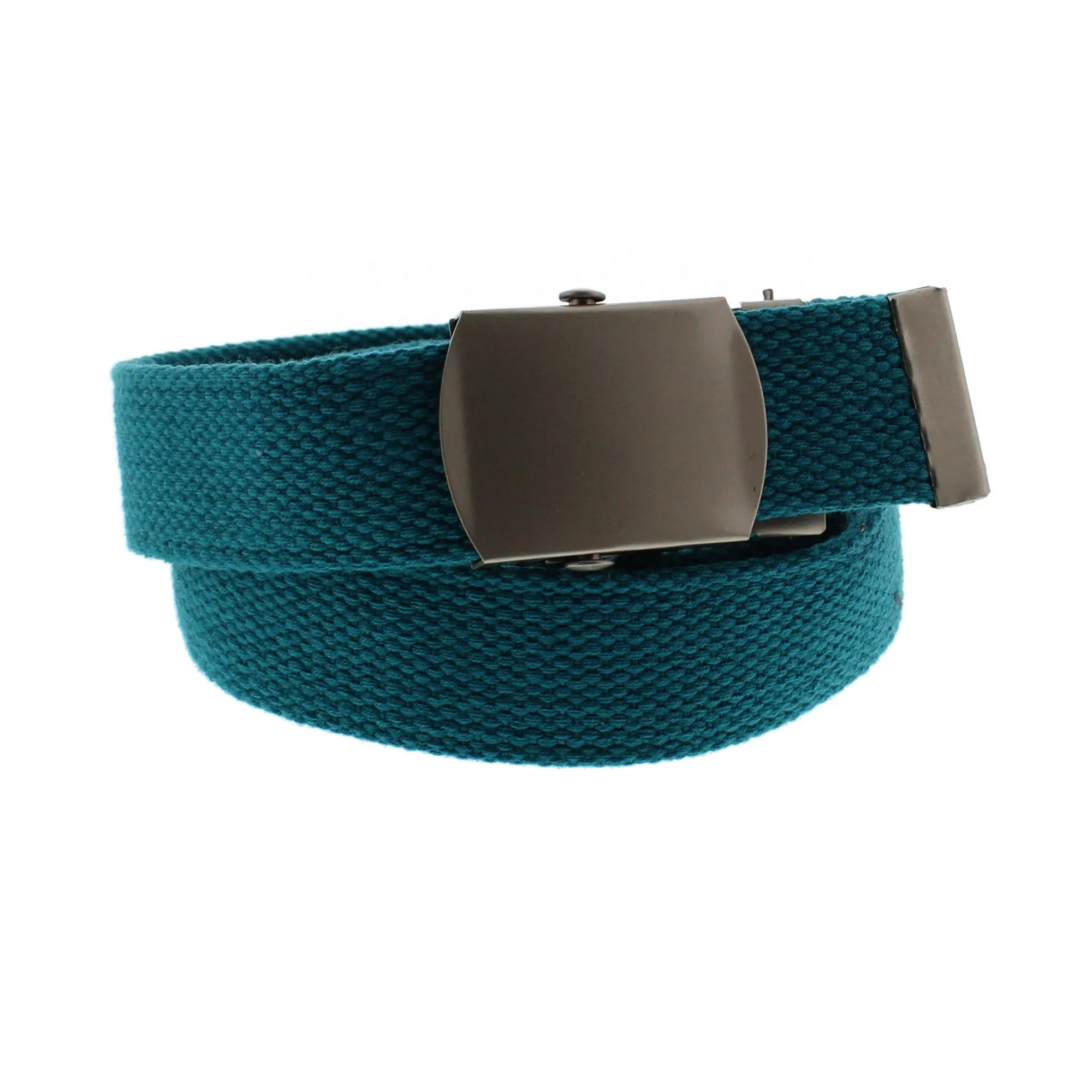 Canvas Webbing Belt with Shiny Silver Slider Buckle  (Length - 120cm, Width - 3cm)