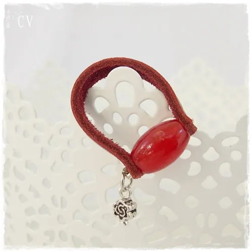 Carnelian Stone Leather Ring