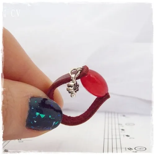 Carnelian Stone Leather Ring