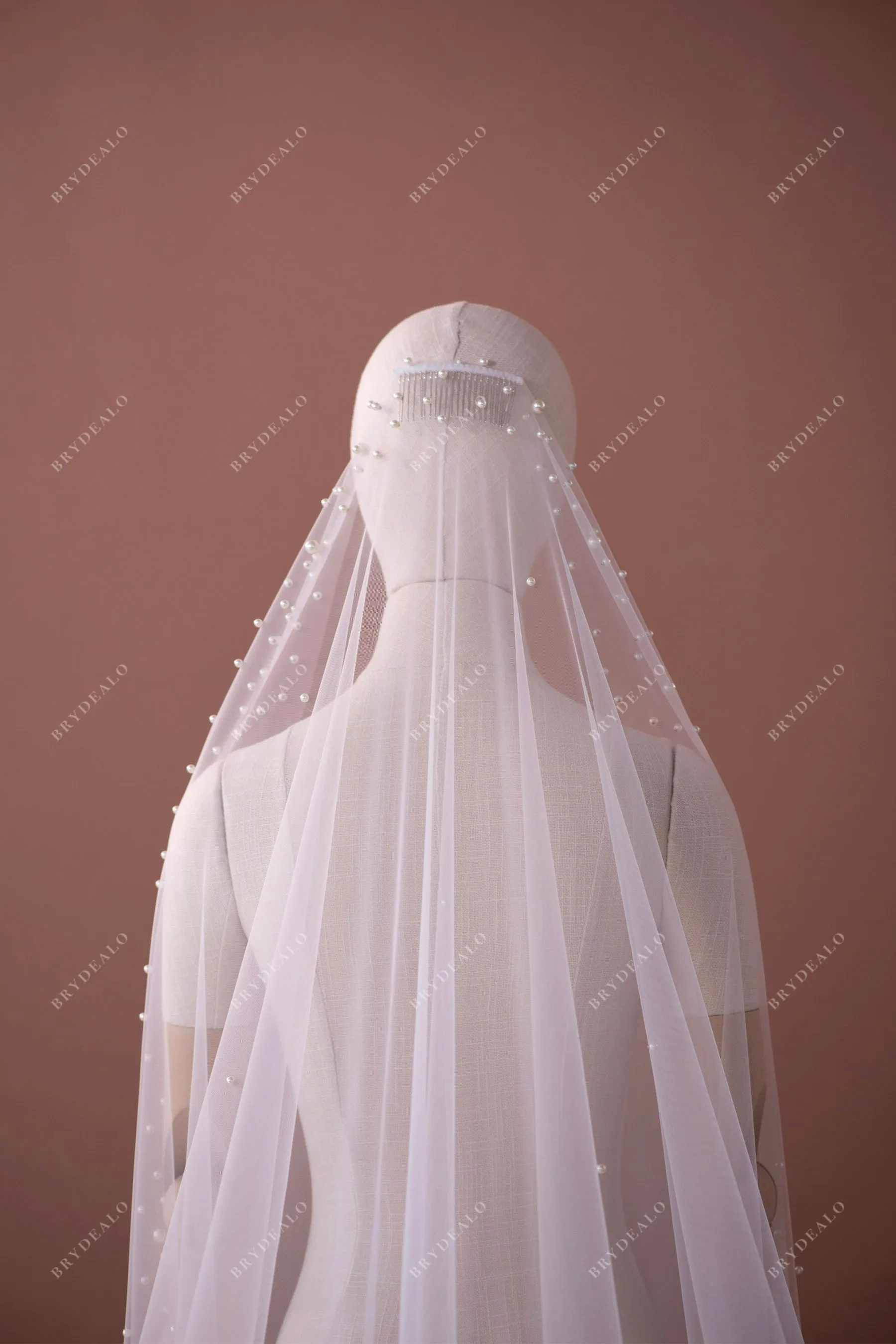 Cathedral Pearl Wedding Veil with Comb