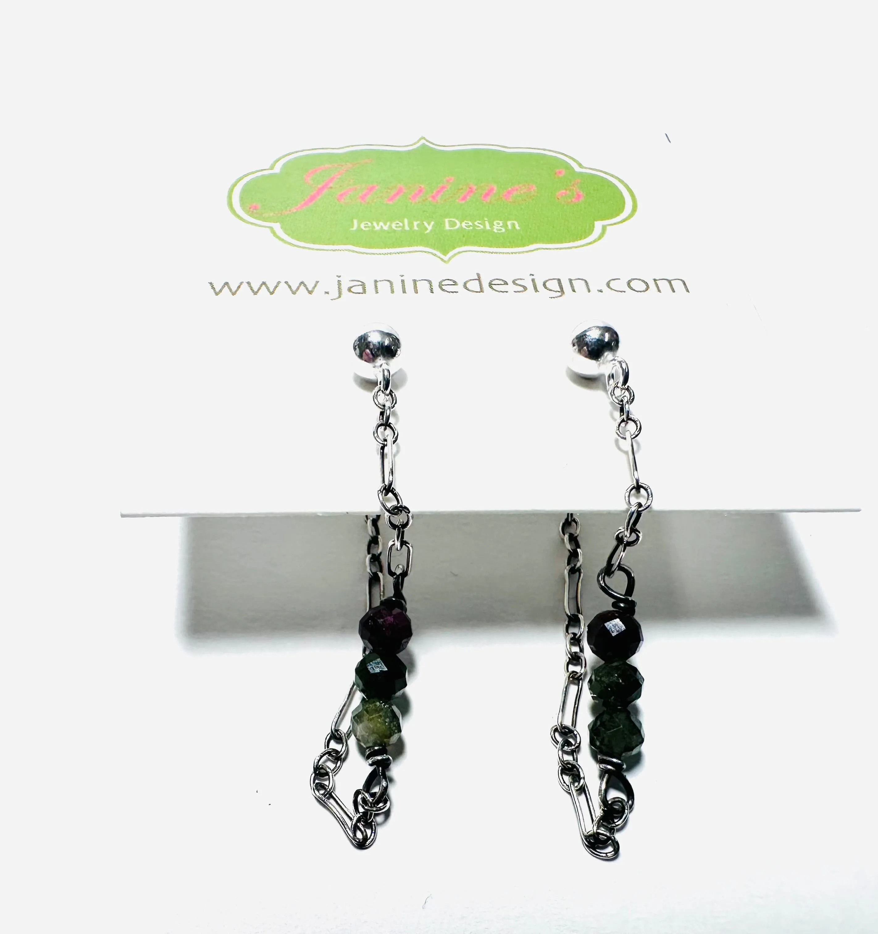 Chain Loop Earrings- Gemstone Earrings, Modern Chain Earrings