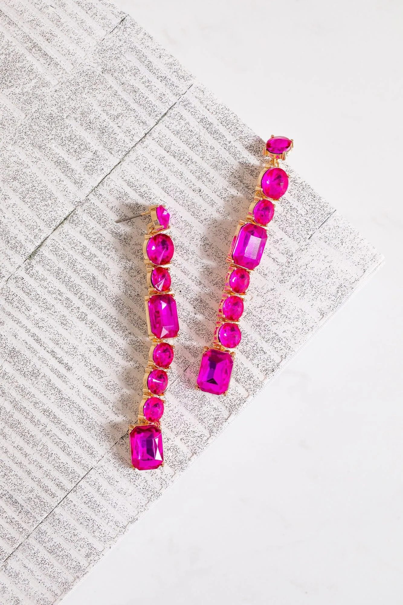 Charis Fuchsia Crystal Dangle Earrings