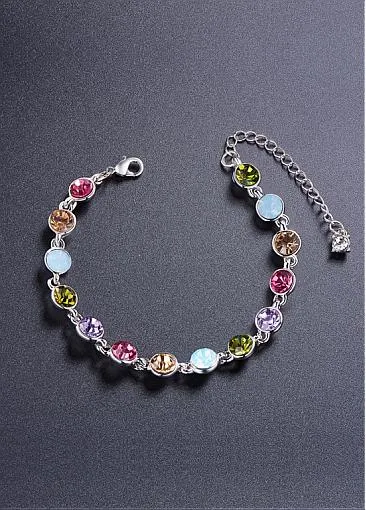 Cheap Multicolor Round Austrian Crystals Platinum Plated Alloy Bracelet