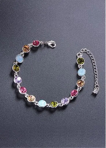 Cheap Multicolor Round Austrian Crystals Platinum Plated Alloy Bracelet