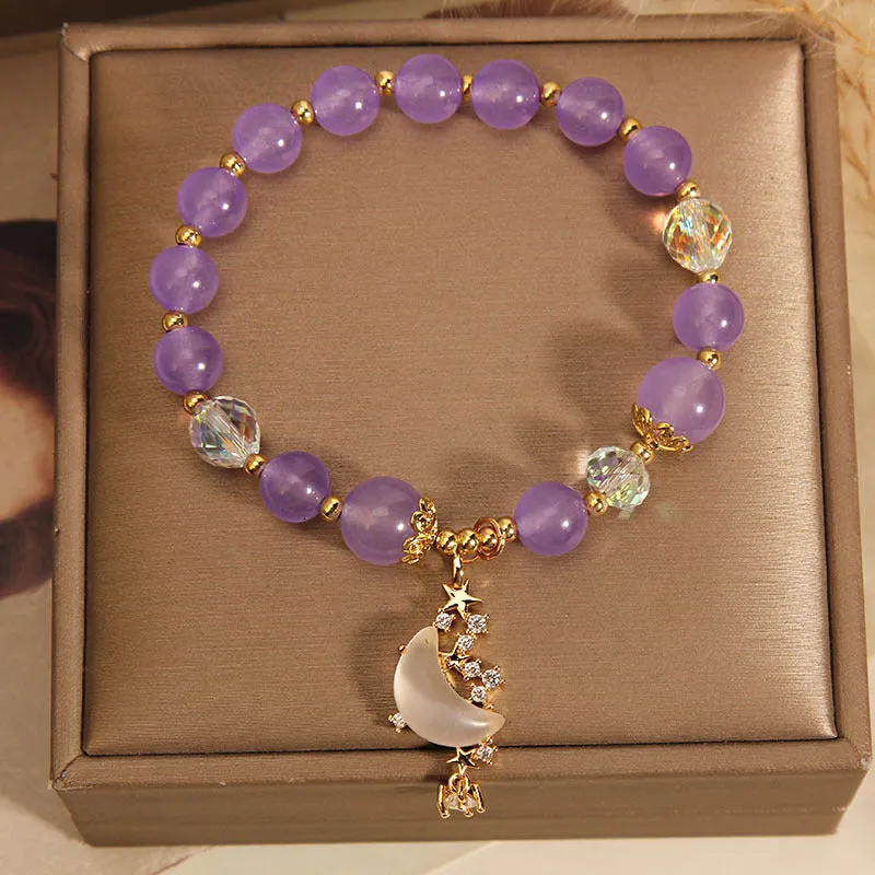 Chinese Style Amethyst Beaded Bracelet For Women