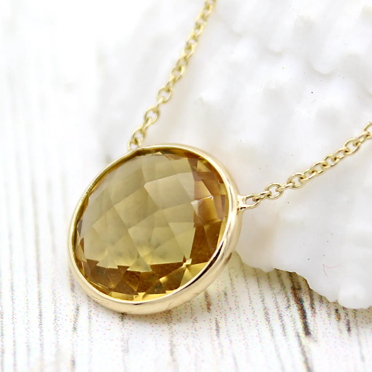 Citrine Minimalist Pendant With Chain