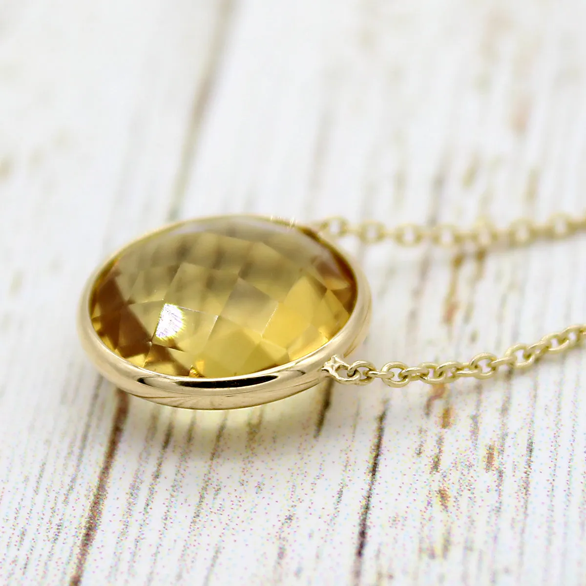 Citrine Minimalist Pendant With Chain