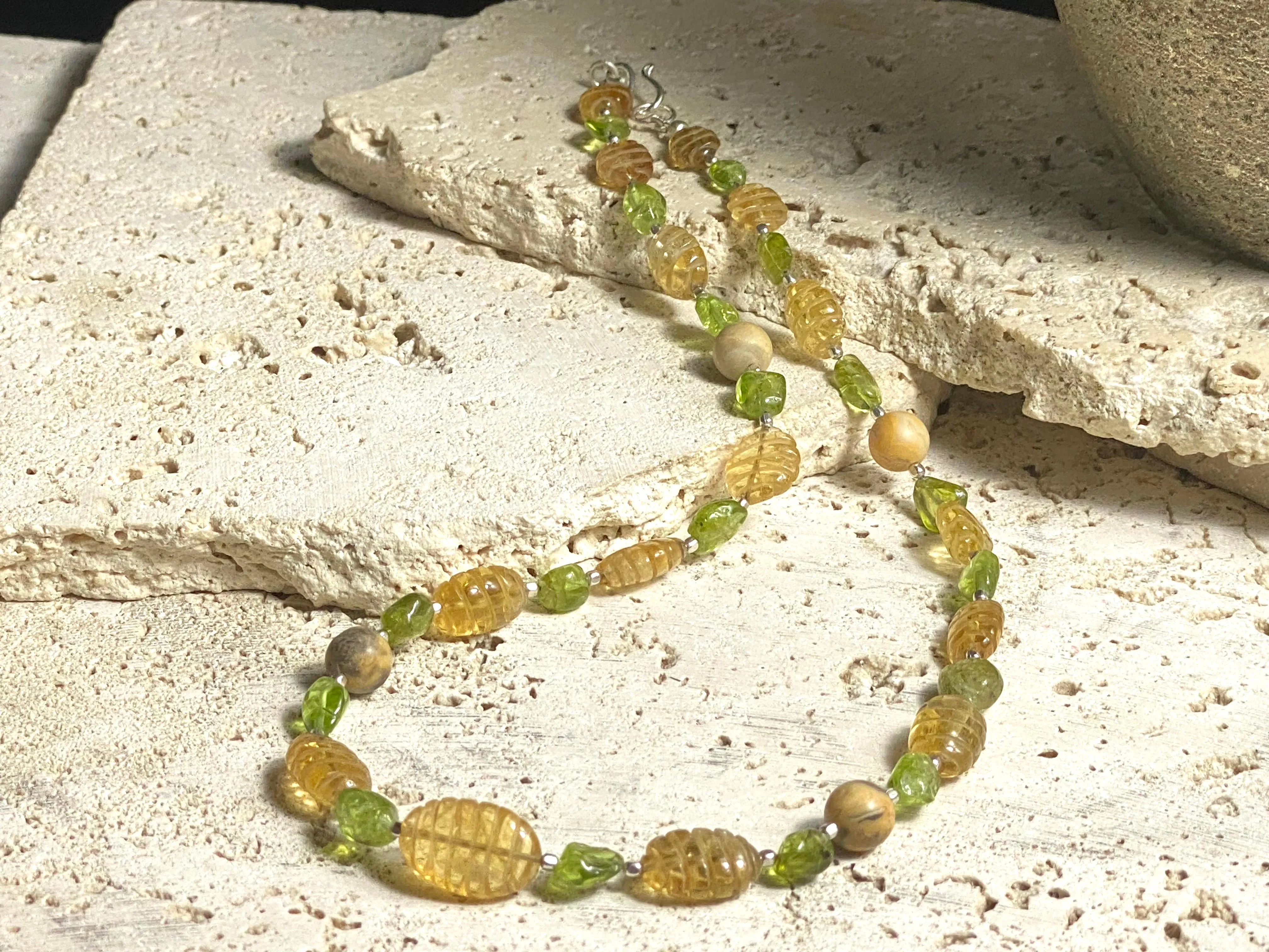 Citrine, Peridot And Jasper Necklaces