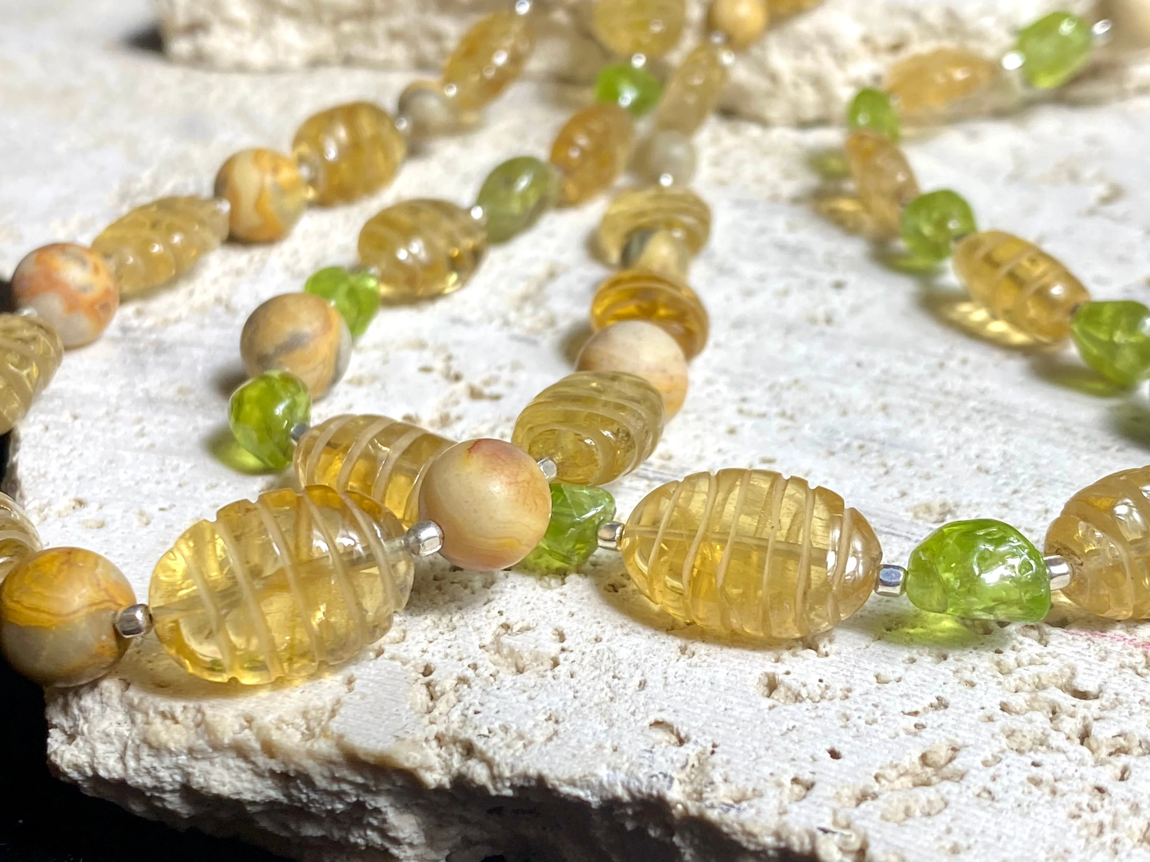 Citrine, Peridot And Jasper Necklaces