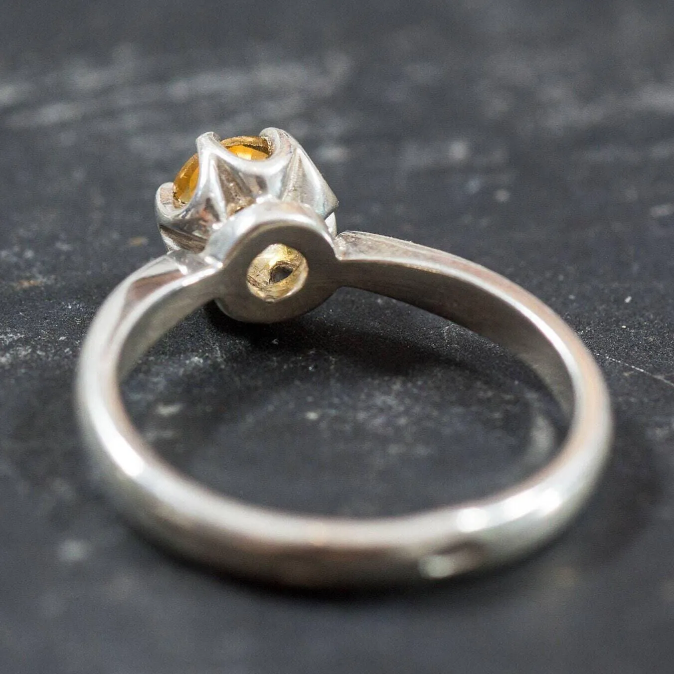 Citrine Ring - Yellow Solitaire Ring - Vintage Promise Ring