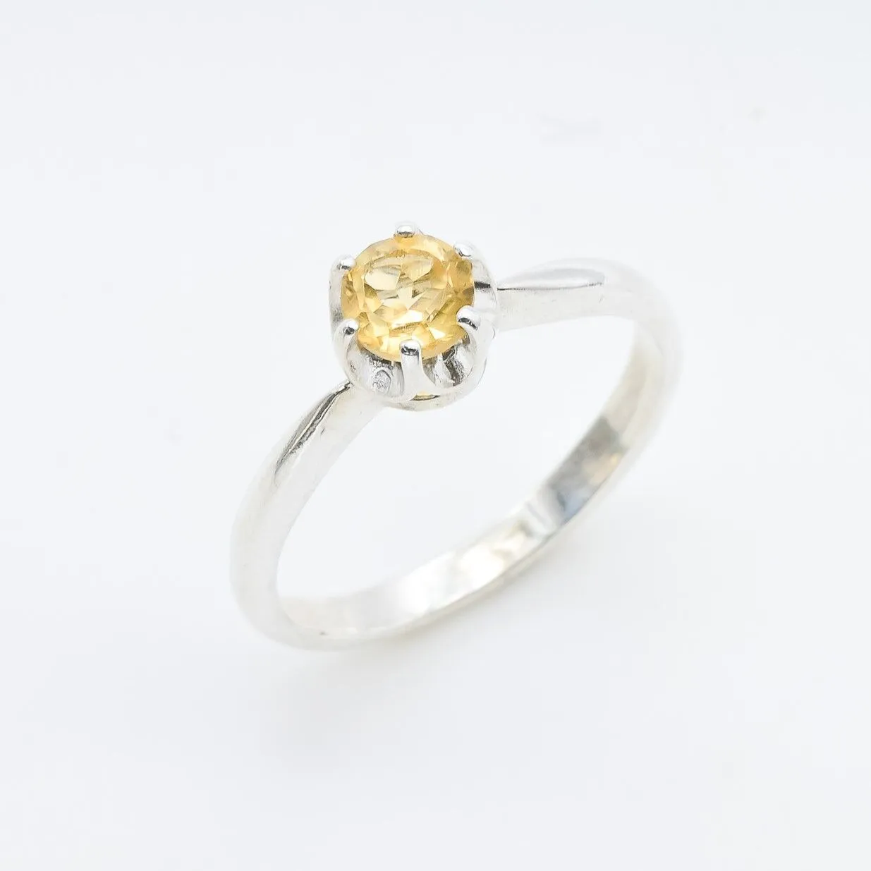 Citrine Ring - Yellow Solitaire Ring - Vintage Promise Ring