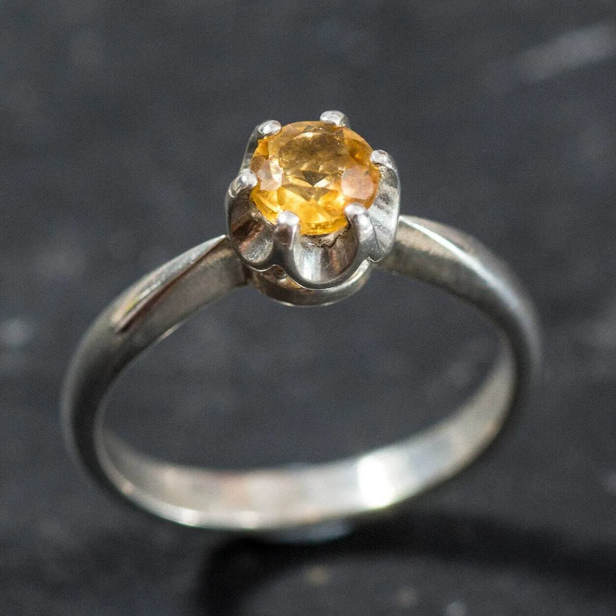 Citrine Ring - Yellow Solitaire Ring - Vintage Promise Ring