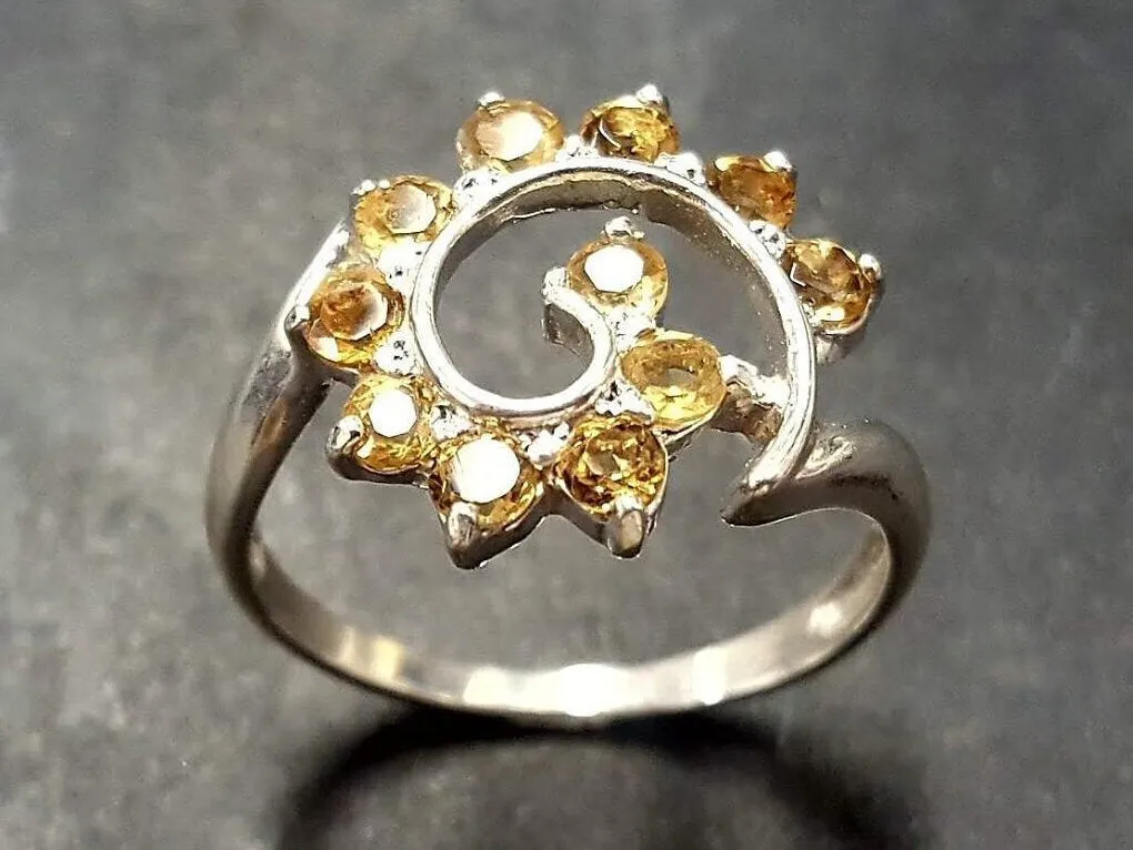 Citrine Ring - Yellow Spiral Ring - Statement Swirl Ring