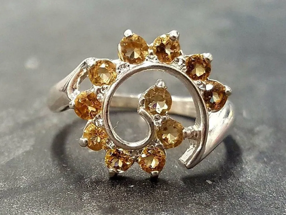 Citrine Ring - Yellow Spiral Ring - Statement Swirl Ring