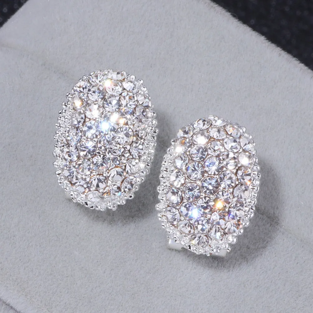 Classic Design Romantic Jewelry Silver Color AAA Cubic Zirconia Stone Stud Earrings Elegant Wedding Jewelry