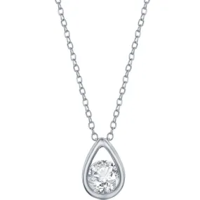 Classic Women's Necklace - Sterling Silver White Topaz Birthstone Pear-shaped | M-6891