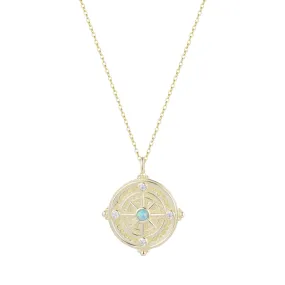 Compass and Opal Medallion Necklace