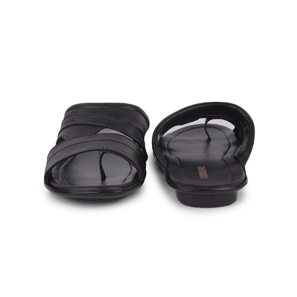 Coolers Casual Black Toe Ring Slippers For Men COOL99-92 By Liberty