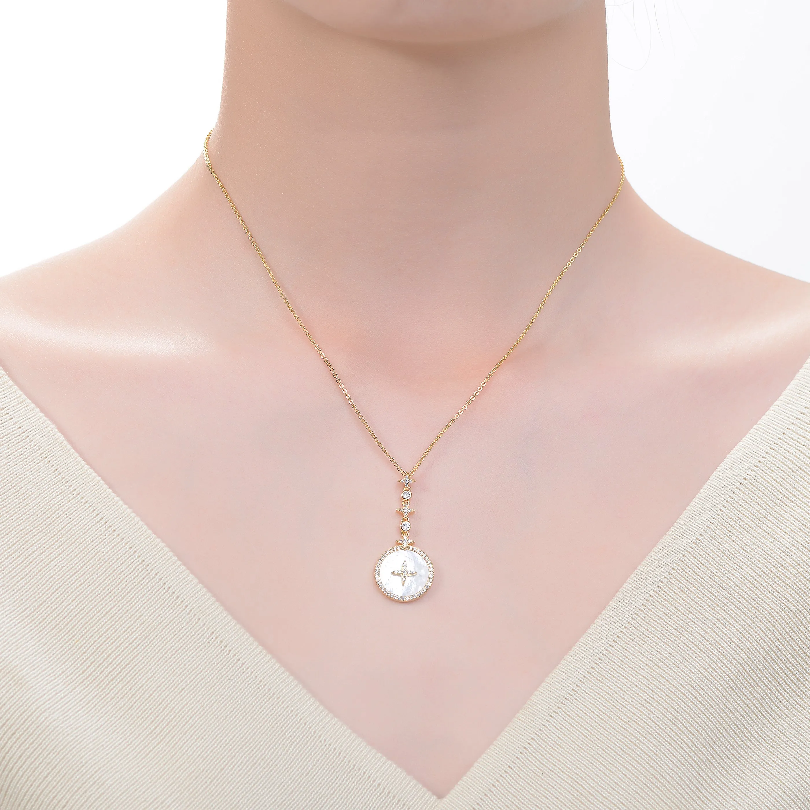 Coralie Opal Compass Pendant Necklace