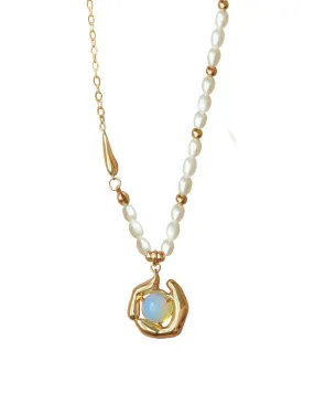 Cordelia Opal Pearls Necklace - Gold