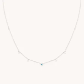 Cosmic Star Opal Charm Necklace in Solid White Gold