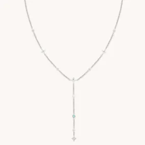 Cosmic Star Opal Lariat Necklace in Silver