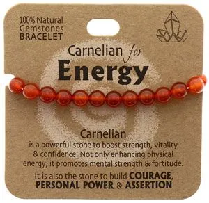 Crystal Bracelet - Carnelian for Energy