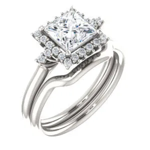 Cubic Zirconia Engagement Ring- The Amy Kiara (Customizable Princess Cut)