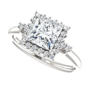 Cubic Zirconia Engagement Ring- The Amy Kiara (Customizable Princess Cut)