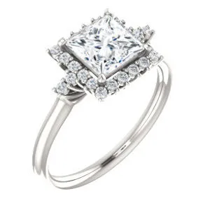 Cubic Zirconia Engagement Ring- The Amy Kiara (Customizable Princess Cut)