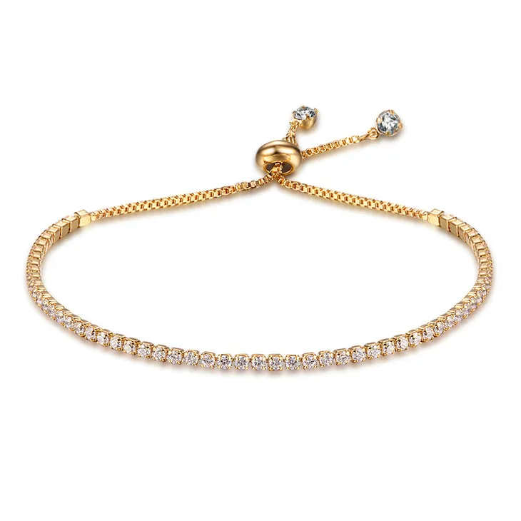 Cubic Zirconia Tennis Bracelet - 24k Gold Plated